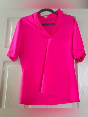 Tzu Tzu Bright Pink V-Neck Golf Top